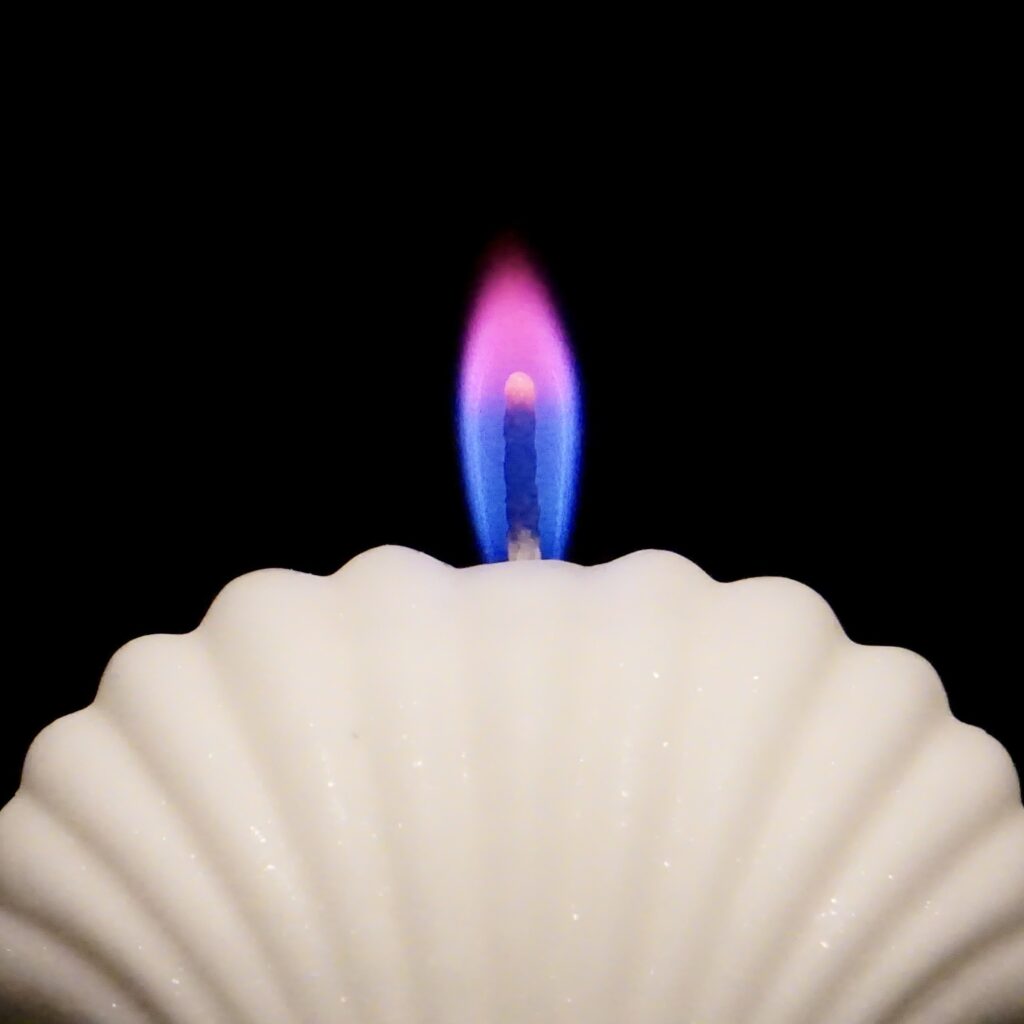 colored flame candle